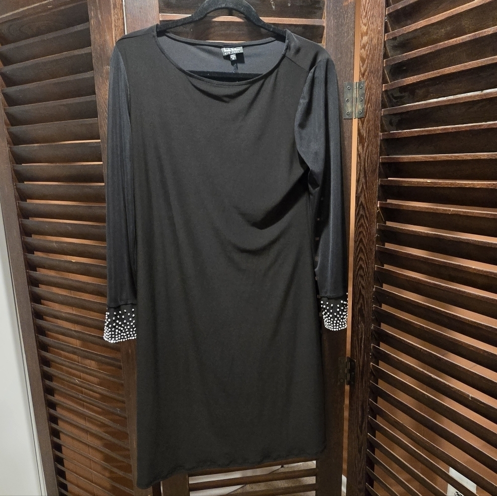 Nicole Miller Black Dress with Metallic Beaded Accents
